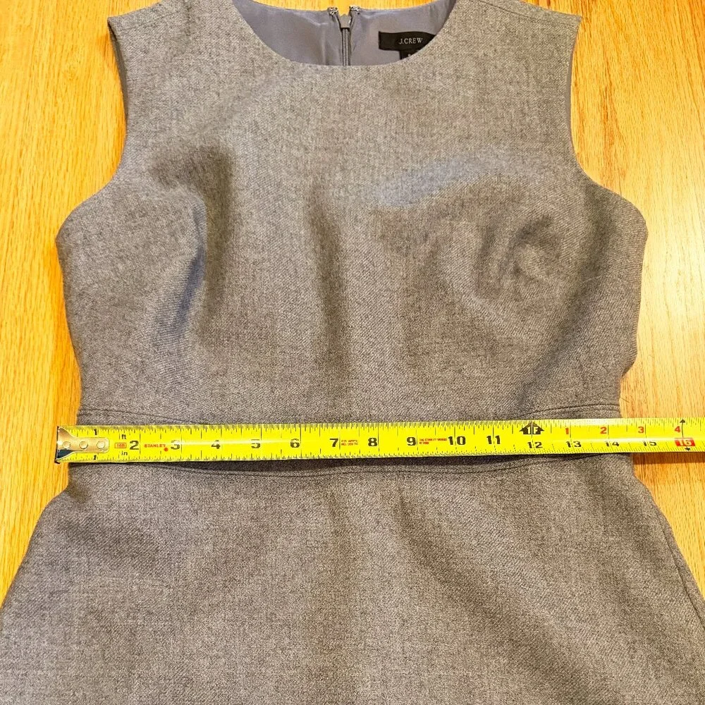 J.Crew Medium Gray Double Serge Wool Fit & Flare Dress Sleeveless Sz 6 - Picture 7 of 11